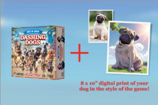 Single Game and Custom Pet Portrait in Dashing Dog Style
